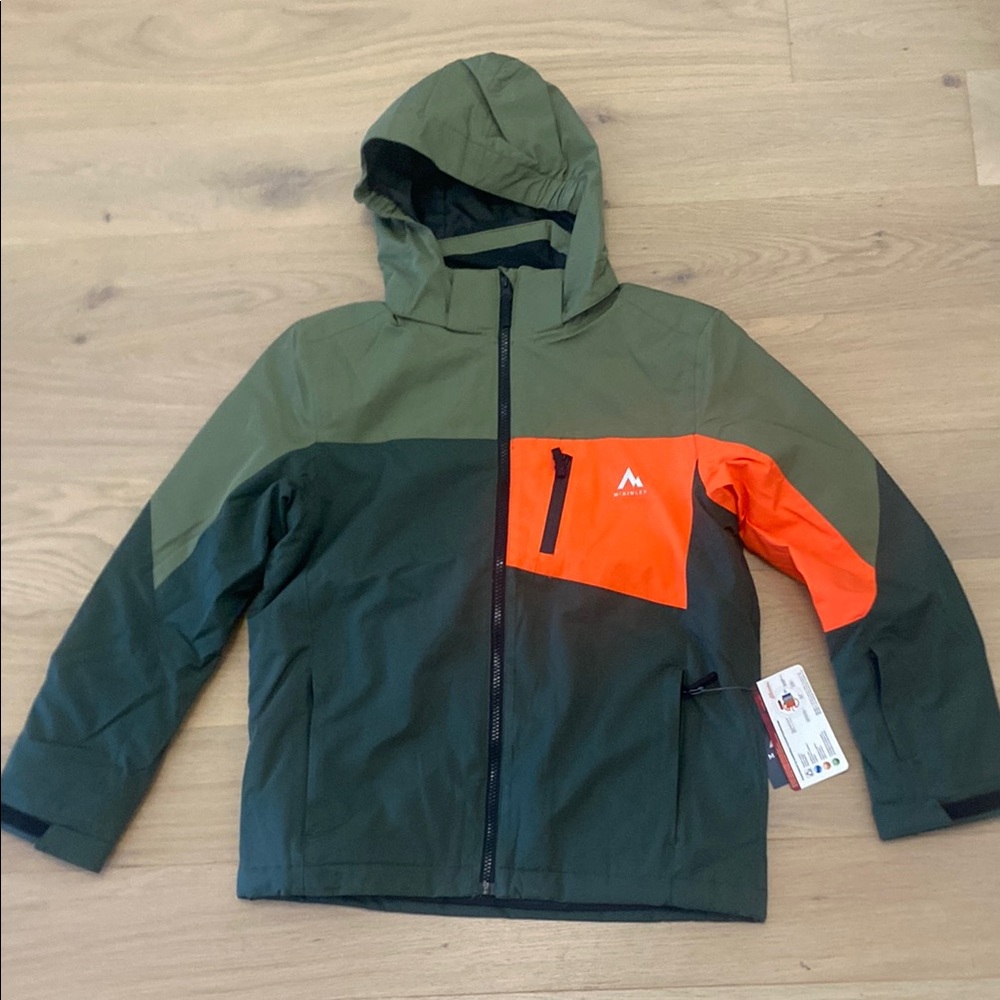 Green and Orange Raincoat with Water-Resistant Material